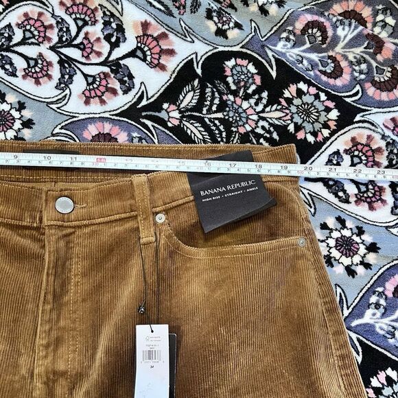Banana Republic Premium Denim High Rise Straight Ankle Corduroy Pants 34 Cotton - Picture 7 of 8